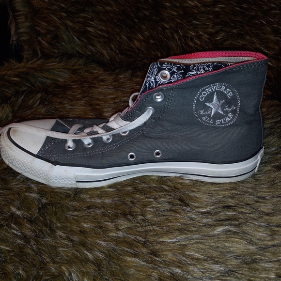 Lace Up Pink and Grey Converse- 8 - Picture 6 of 11